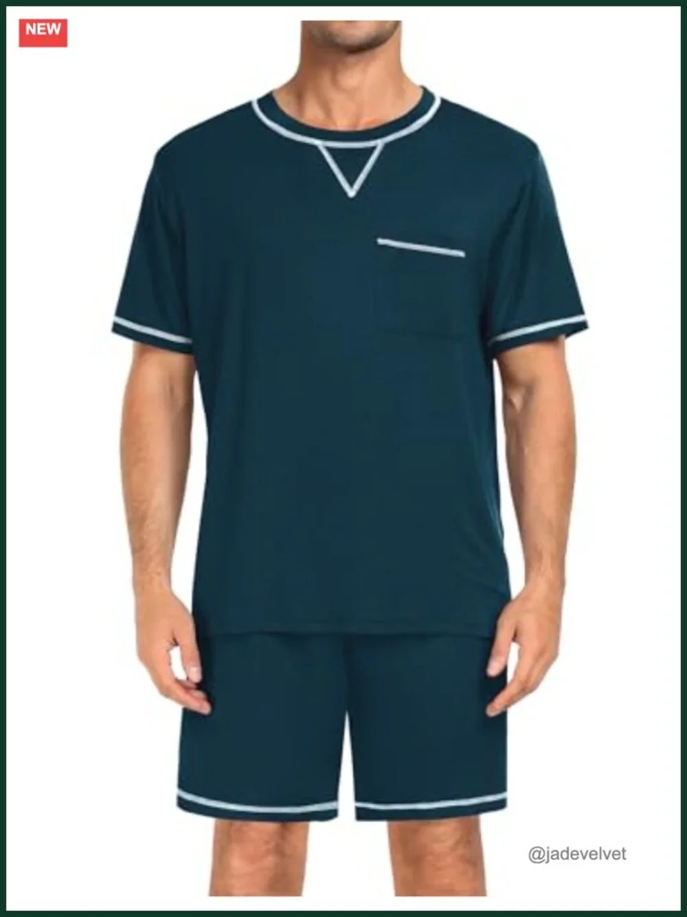 Men's Pajama Set Short Sleeve 2-Piece Lounge Set with Pockets